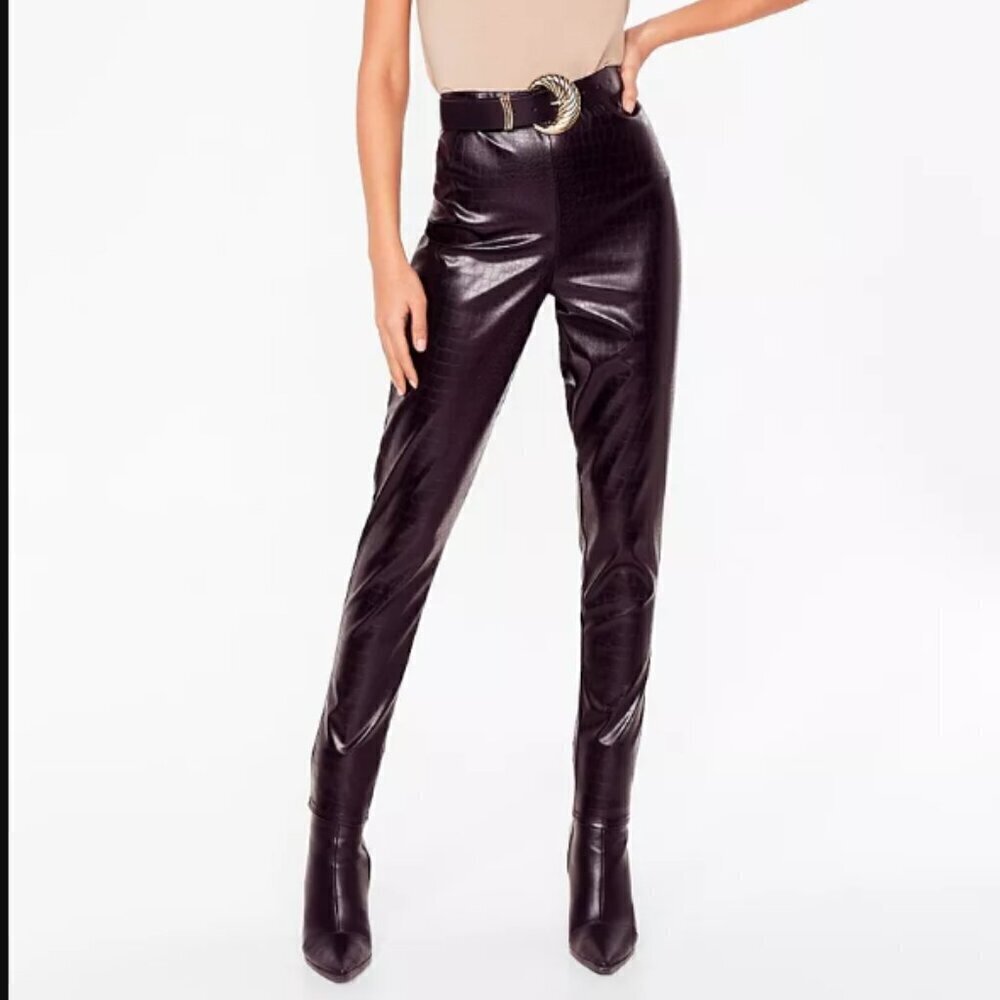 Nasty Gal Croc Faux Leather Leggings 6 NWOT